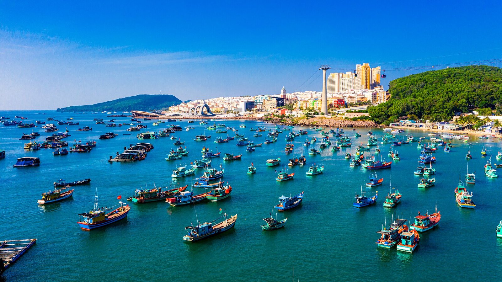 The fishing harbour at An Thới, beside Sunset Town.